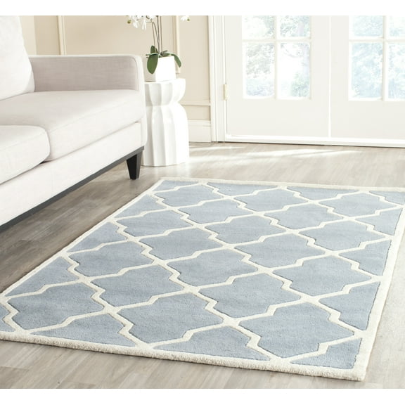 SAFAVIEH Chatham Franklin Geometric Wool Area Rug, Blue/Ivory, 2' x 3'