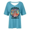 thumbnail image 4 of Itsame Short Shirt Sleeved Tops for Womens Printed Retro V-neck T-Shirt Blouses Blue Size L, 4 of 4