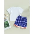 thumbnail image 4 of Bagilaanoe 4th of July Clothes for Toddler Baby Boys Short Sleeve Letter Print T Shirt Tops + Striped Shorts 3M 6M 12M 18M 24M 3T Kids Independence Day Outfits 2pcs Short Pants Set, 4 of 9
