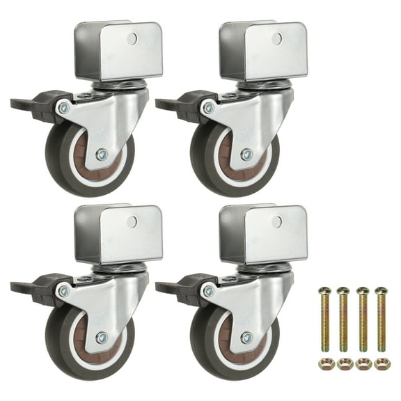 Uxcell Caster Wheels Swivel Casters for Furniture Office Chairs Carts with Break, 1" U Bracket 2"