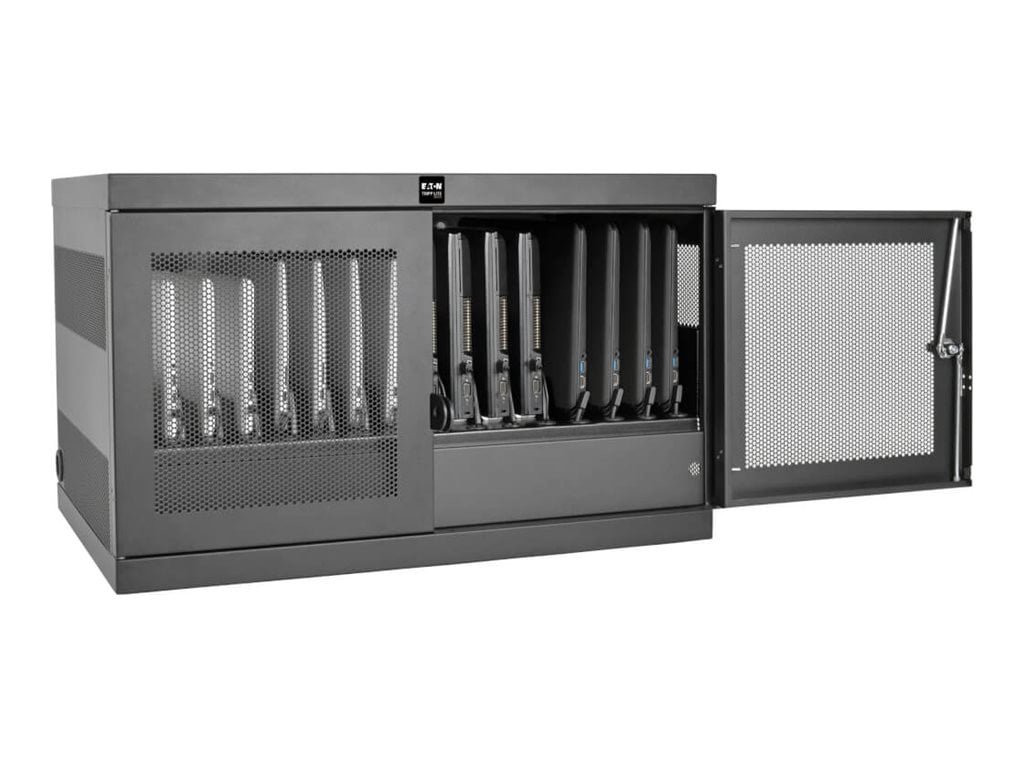 Tripp Lite 16-port Ac Charging Cart Storage Station Chromebook Laptop Tablet - 18.8" Height X 30.3" Width X 21.6" Depth - Floor, Wall Mountable, Desktop, Tabletop, Countertop - Steel - Black...
