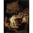 thumbnail image 2 of Alexandre Evariste Fragonard 12x14 Black Ornate Wood Framed Double Matted Museum Art Print Titled: The Feast of Bacchus (1780 - 1850), 2 of 5