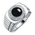 thumbnail image 4 of RYLOS Men's Rings 14K White Gold Ring Cabochon Gemstone & Diamonds Designer Style Onyx Rings For Men Size 8, 4 of 8