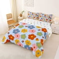 thumbnail image 2 of Homewish Cute Cartoon Flowers Queen Comforter Set,Romantic Floral Comforter Sets Queen,Blue Red,Polkadot Reversible,3 Pieces,1 Comforter and 2 Pillowcases, 2 of 7