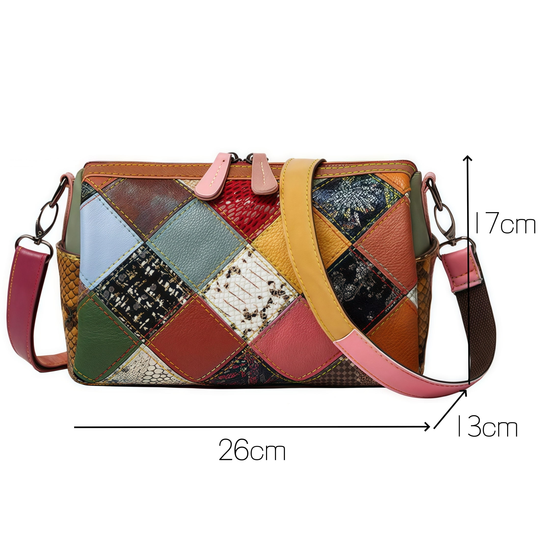 Trendy Boston Pillow Bag for Women, Genuine Leather Color Block Crossbody Purse, Adjustable Strap Shoulder Bag for Daily Use, Casual Outings and Fashion Access