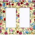 thumbnail image 6 of Metal Light Switch Plate Outlet Cover Colorful Floral Garden Wallpaper Yellow ROS039, 6 of 13