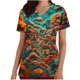 thumbnail image 1 of Tops Cortos para las Mujeres, Cuello en V Imprimido Halloween Manga Corta Ropa de Trabajo con Bolsillo, Poliéster Casual, 1 of 1