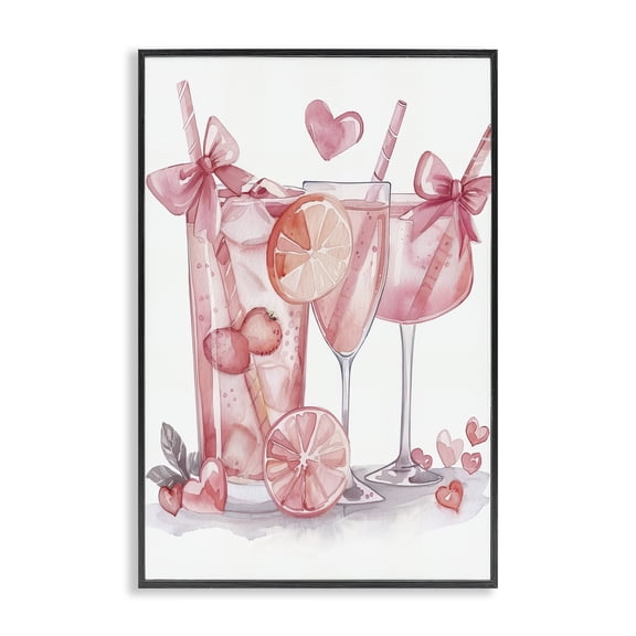Stupell Industries Shabby Chic Pink Glam Cocktail Party Black Framed Giclee Art, 12 x 18, by LSR Design Studio