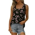 thumbnail image 5 of Brilliant Womens Tank Tops Plus Size Clearance Women's Fashion Prinded Square Neck Comfortable Loose T-shirt Sleeveless Blouse Casual Tops Clearance(Pink,XL), 5 of 5