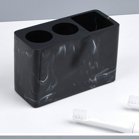 Soporte para Cepillo de Dientes Macarena de Mármol 3 Compartimentos Negro