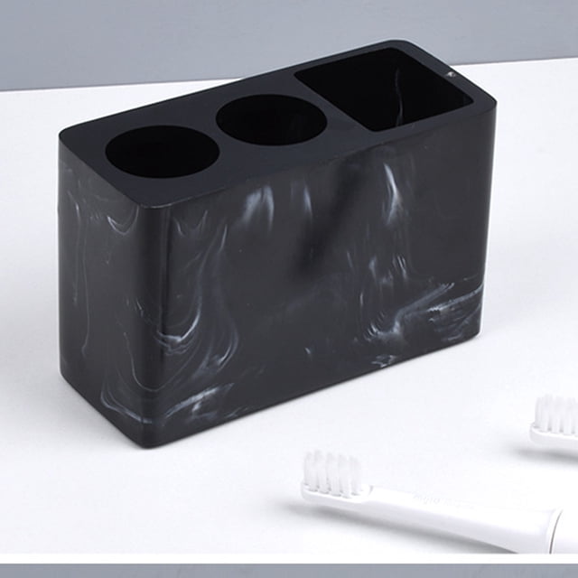 Soporte para Cepillo de Dientes Macarena de Mármol 3 Compartimentos Negro