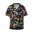 thumbnail image 4 of Uemuo Bright Mushrooms Pattern Cotton Linen Short Sleeve Shirts,Casual Lightweight Button Down Shirts,Vacation Beach Summer Tops-Small, 4 of 7
