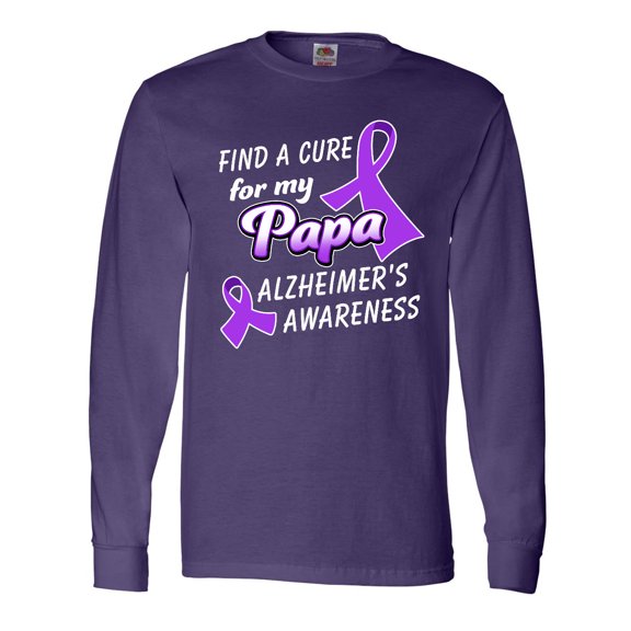 Inktastic Alzheimer's Awareness Find a Cure for my Papa Long Sleeve T-Shirt