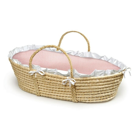 Garden Moses Basket - Badger Basket Moses Basket with Liner, Pink Gingham