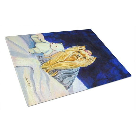 Caroline's Treasures Yorkie and Teddy Bear Glass Cutting Board Large