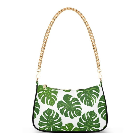 Green LeavesWomen Small Shoulder Bag Crossbody Tote Hobo Bags Purse Clutch Handbags with Chain Strap for Women