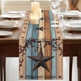 thumbnail image 3 of Table Runners 120 Inches Long Dress Scarves, Texas Star Vintage Farmhouse Coffee/Dining/Kitchen Table Runner for Living Room, Berry Navy Blue Brown Wooden 13x120 Inch, 3 of 9