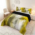 thumbnail image 3 of Manfei Abstract Oil Painting Full Size Comforter Sets, Yellow Gray Brushstroke Bedding Comforter Set, Yellow Gray, Black Reversible 3pcs, 1 Comforter and 2 Pillowcases, 3 of 6
