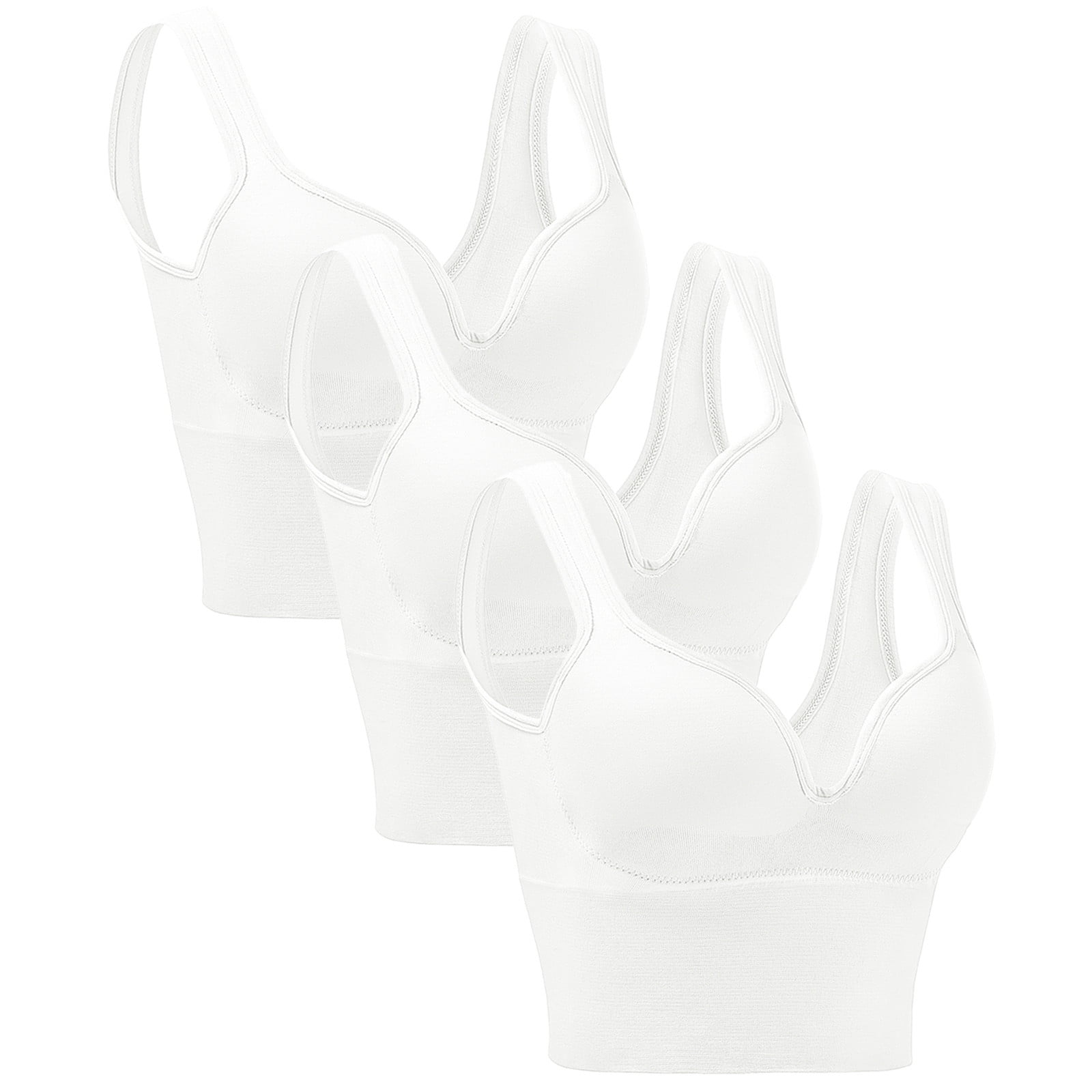 3 Pieces Womens Sports Bra No Wire Comfort Sleep Bra Plus Size Workout Activity Bras With Non Removable Pads Shaping Bra