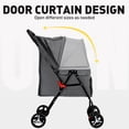 thumbnail image 4 of BestPet Pet Stroller Folding Dog Stroller 4 Wheels Cat Stroller with Large Door Curtain Ventilate Mesh Foldable Puppy Stroller for Travelling Shopping Walking Playing for Small Medium Dogs Cats, Grey, 4 of 8