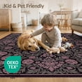 thumbnail image 4 of ODIKA 8'x10' Washable Area Rug Gothic Whimsical Pink Decorative Vintage Frame Purple Flower for Dining Room, Large Office, Lounge, Non-Slip Chair-Friendly Mat, 4 of 7