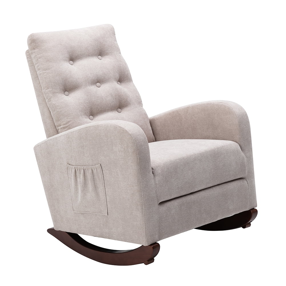 Private Jungle Living Room Rocking Chair, Comfortable Rocker Fabric Padded Seat ,Modern High Back Armchair,Tan Private Jungle Living Room Rocking Chair, Comfortable Rocker Fabric Padded Seat ,Modern High Back Armchair,Tan