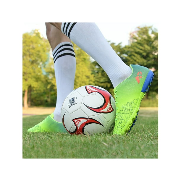 Avamo Youth Kids Sneakers Lace Up Football Shoes Training Soccer Cleats Comfort Athletic Shoe Outdoor TF Cleats Green 9.5 Walmart