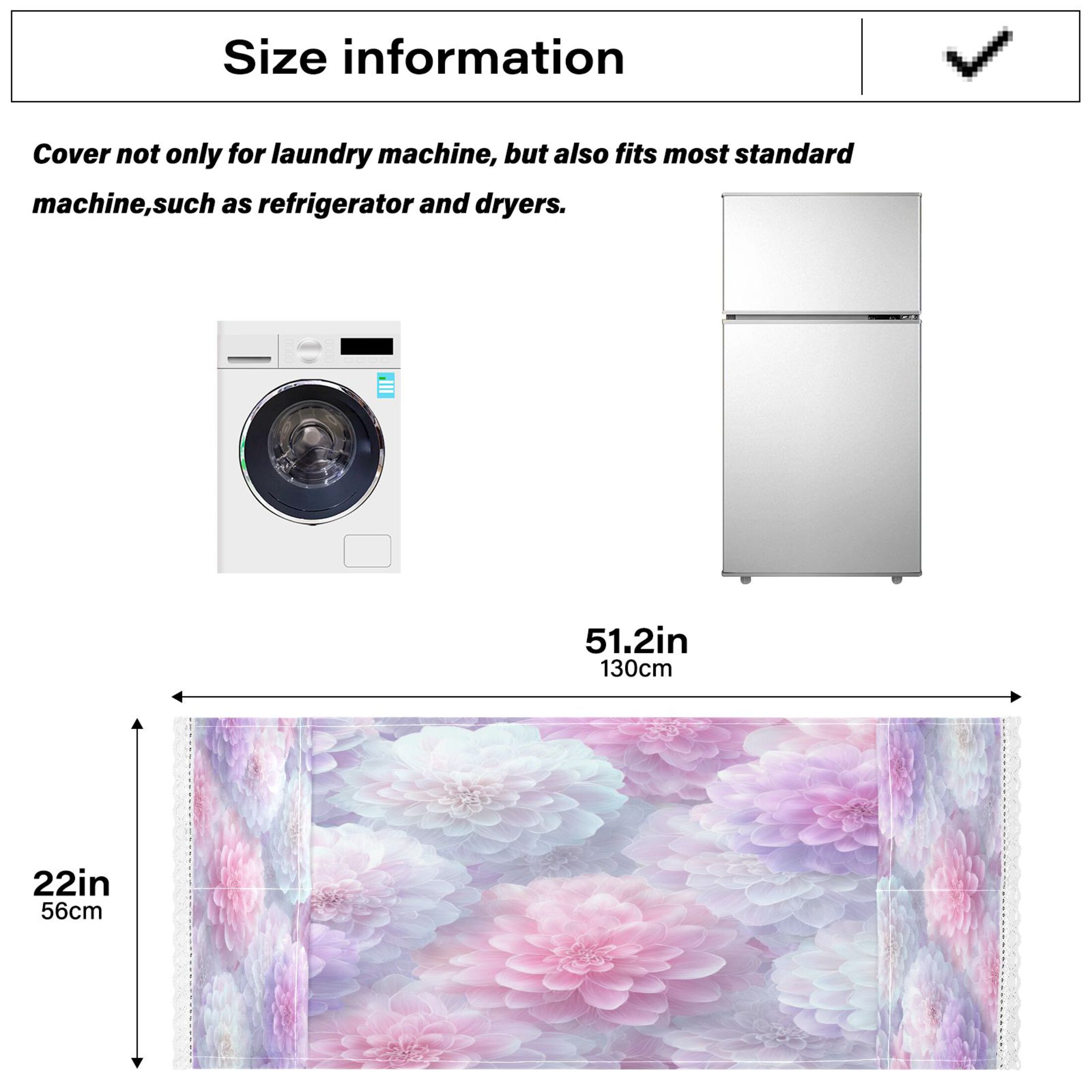 Dustproof Washing Machine Cloth Washer and Dryer Top Covers, Fridge Dust Cover, With Storage Bags Cute Pastel Watercolor Floral