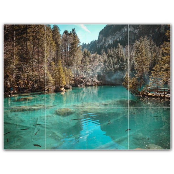 Picture-Tiles.com: Lakes Ceramic Tile Wall Mural WAL500808-43L. 32"W x 24"H using (12) 8" x 8" Ceramic Tiles-Satin Finish