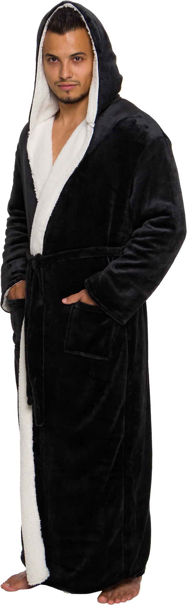 Ross Michaels Mens Luxury Hooded Sherpa Lined Full Length Big and Tall