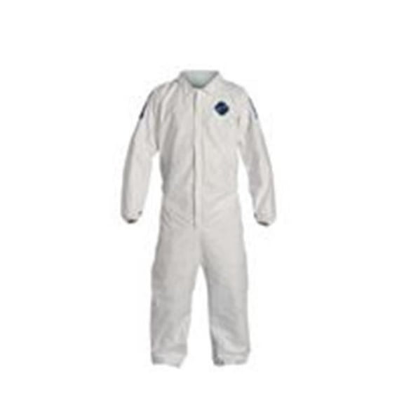 DuPont Tyvek 400D Coverall Elastic Wrist & Ankle Stormflap White Blue LG 25/Qty