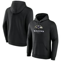 Men's Black Baltimore Ravens Logo Team Lockup Fitted Pullover Hoodie