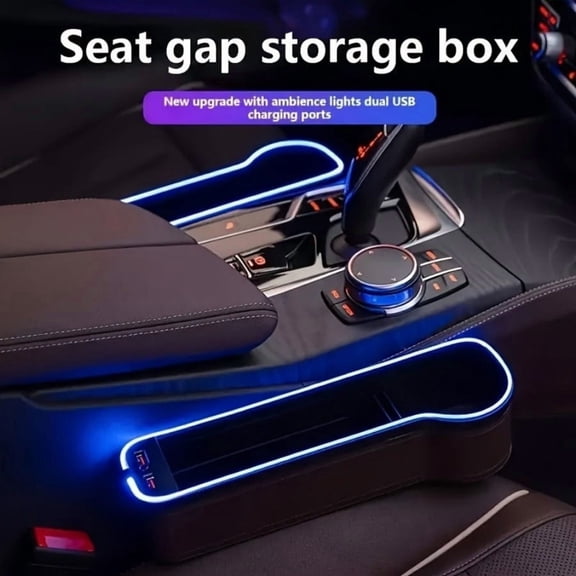 2PCS Car Seat Clearance Padding Finisher, Upgraded Music Rhythm Mode, LED Lights, Car Gap Filler With Cup Holders