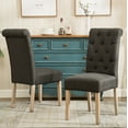 thumbnail image 2 of Habit Solid Wood Tufted Parsons Dining Chair, Set of 2, Charcoal, 2 of 8