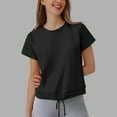 thumbnail image 2 of SHITINN Women's Casual Loose Fit Round Neck Short Sleeve T Shirt with Drawstring Hem for Everyday Womens Tops Short Sleeve Womens Summer T Shirts Casual Tops for Women, 2 of 6