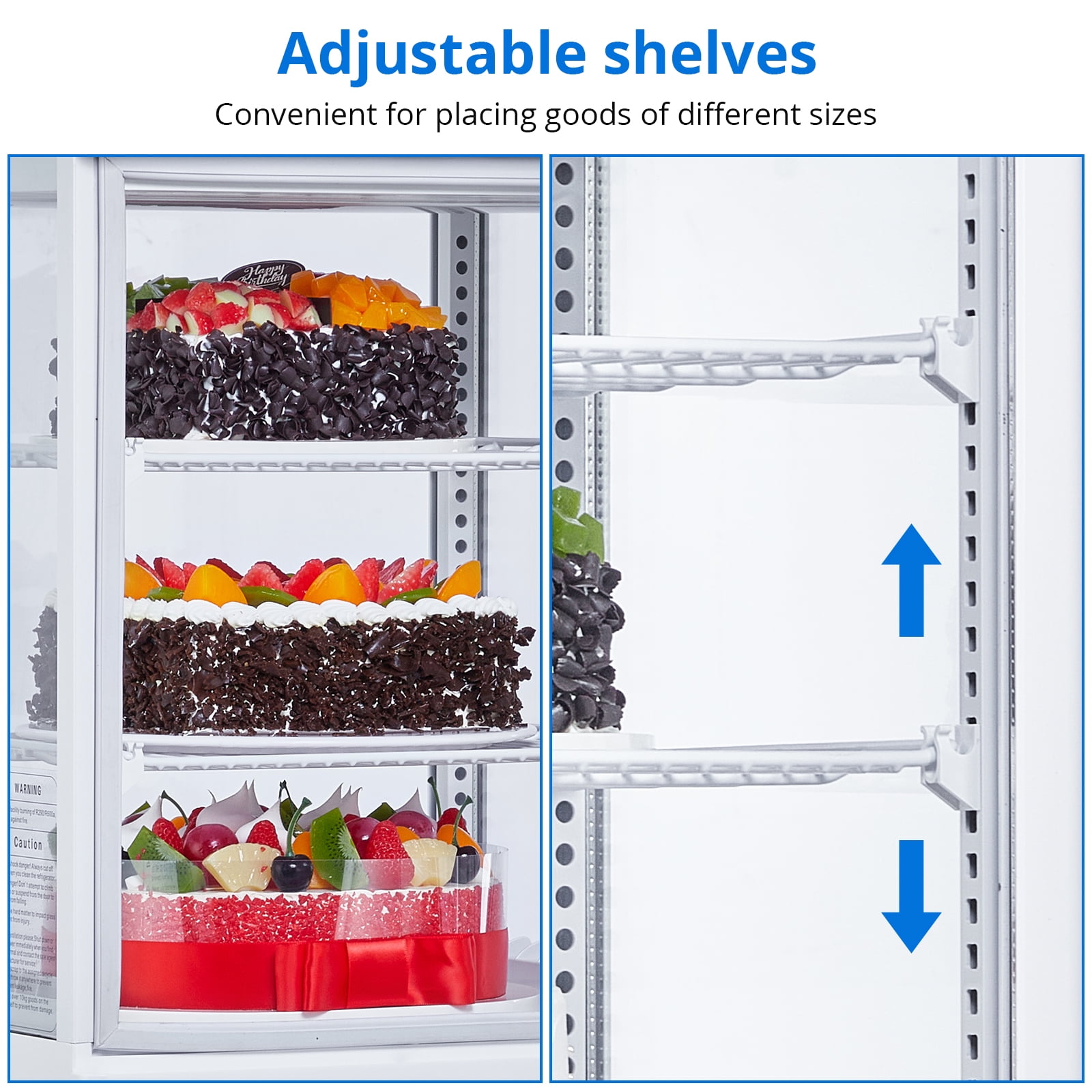 Zzistar Commercial Cake Display Refrigerator, 2.1 Cu.FT Single-Door Merchandiser with Interior LED Lighting, Double-Layered Glass