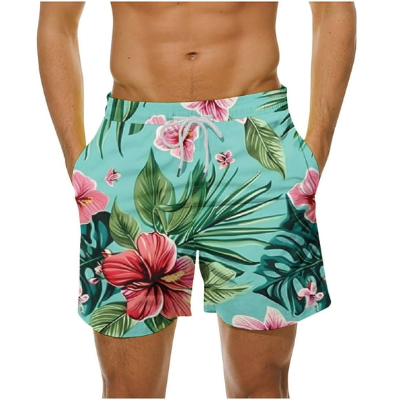 JURANMO Big and Tall Shorts for Men, 2024 Fashion Tropical Printed Shorts Casual Drawstring Summer Beach Shorts with Pockets Deals of the Day Multicolor#Hawaiian Shorts XXXL