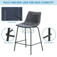 thumbnail image 4 of Abble 24 inch Bar Stools Set of 2, Faux Leather Bar Chair Upholstered Low Back Kitchen Counter Height Stools with Sled Base, Floor-Scratch Protection, Charcoal Gray, 4 of 8