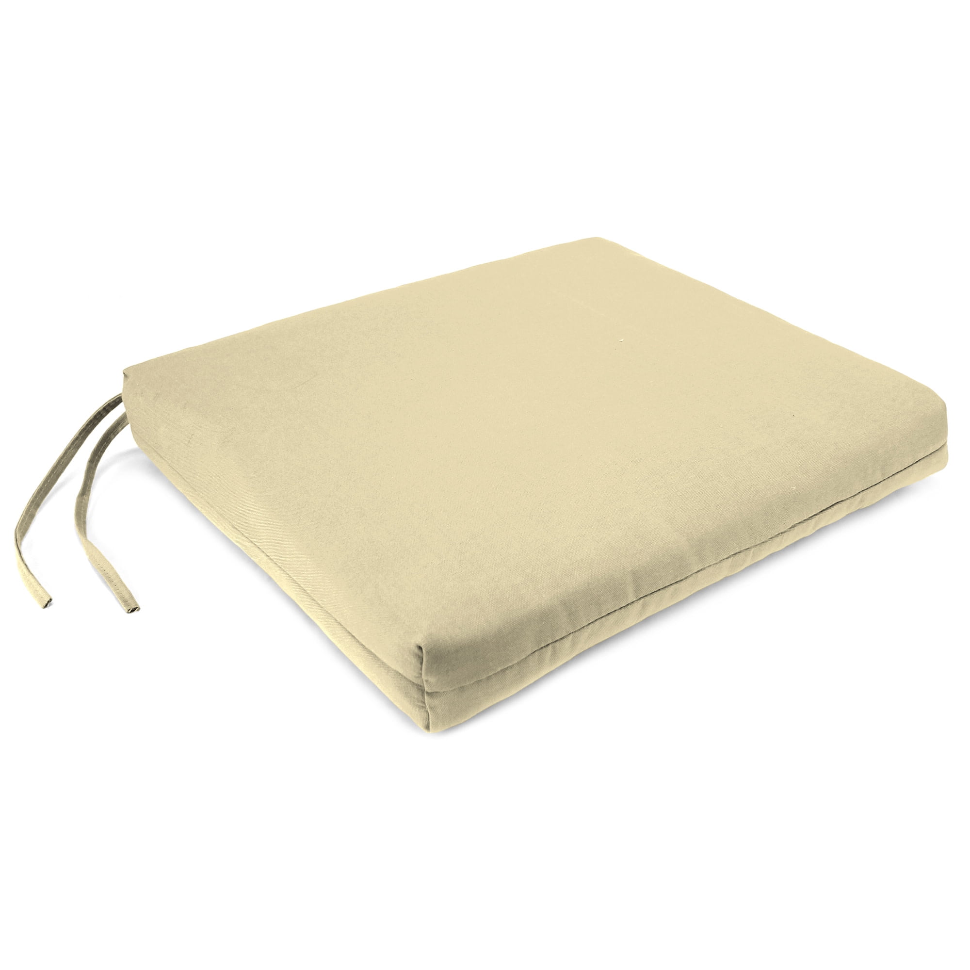 Jordan Manufacturing 17" x 19" Veranda Tan Solid Rectangular Outdoor Chair Pad Seat Cushion with Ties (2 Pack)
