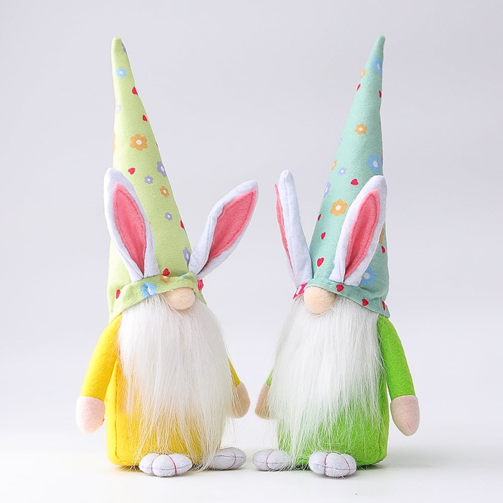 Kepooman 2 Pack Plush Long Hat Rabbit Gnome for Gifts Girl Room Decor, Rabbit Ears, Yellow + Green Kepooman 2 Pack Plush Long Hat Rabbit Gnome for Gifts Girl Room Decor, Rabbit Ears, Yellow + Green