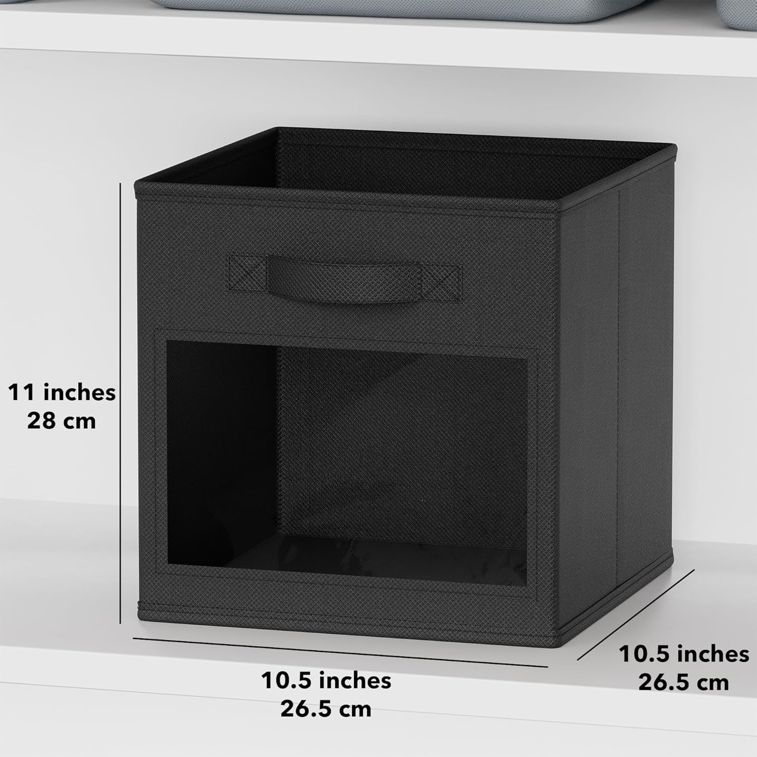 SpaceAid Storage Cubes with Clear Windows, Set of 6 Fabric Bins, 11 Inch, Black