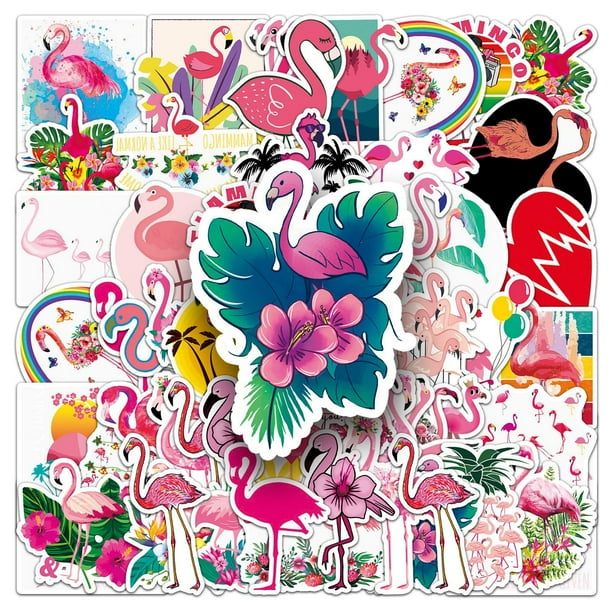 50 pegatinas impermeables Flamingo Collection para botella de agua