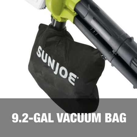 Sun Joe - 48-Volt iON+ 155 MPH 388 CFM Cordless Handheld Blower and Vacuum and Mulcher (2 x 4.0Ah Batteries and 1 x Charger) - Green