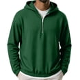 thumbnail image 3 of Chiccall Hoodie for Men Quarter Zip Long Sleeve Hooded Sweatshirts Fashion Casual Loose Fit Athletic Solid Pullover, 3 of 6