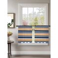 thumbnail image 2 of Sheer Curtains 54 Inch Length 2 Panels Set for Kitchen, Orange Navy Blue Striped Semi Sheer Curtains for Windows, Gradient Horizontal Lines Voile Window Treatments Rod Pocket Curtain, 2 of 7