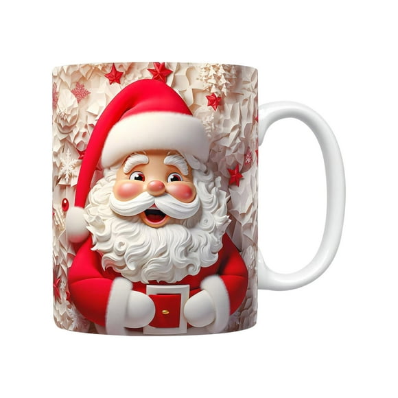 Tasse à Café en Céramique 3D Père Noël Festive, 350 ml Grande Capacité pour Thé, Chocolat Chaud, Soupe, Conception Durable pour la Maison, le Bureau, les Célébrations des Fêtes