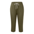 thumbnail image 4 of AINIYS High Waisted Stretchy Slim Capris Pants for Women Yoga Workout Daily Army Green L, 4 of 4