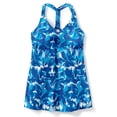 thumbnail image 3 of Swim 365 Women's Plus Size Longer-Length Ruched V-Neck Braided Racerback Tankini Top, 3 of 6