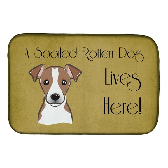 Jack Russell Terrier Spoiled Dog Lives Here Dish Drying Mat