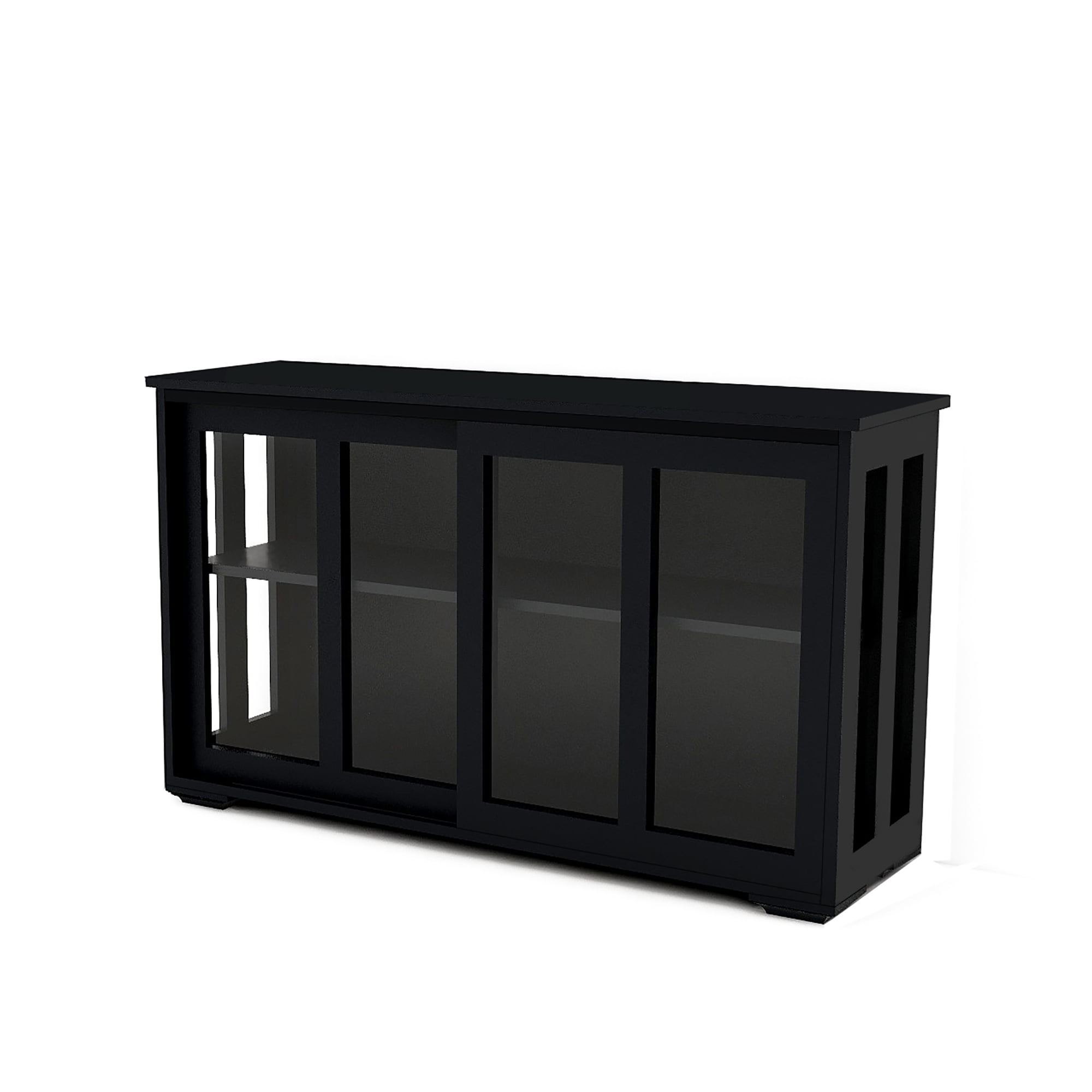 Kitchen Storage Cabinet,Sideboard Buffet Cupboard with Glass Door,Pantry Organizer, Freestanding Kitchen Cabinet,Black